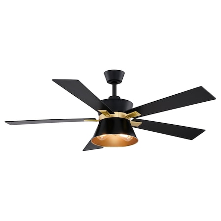 Vaxcel Scottsdale Black and Gold Mid-Century Modern 52-in. Ceiling Fan with LED Light Kit and Remote F0126